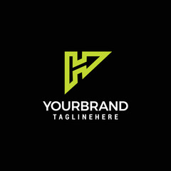 Abstract business letter h with arrows logo line design template vector