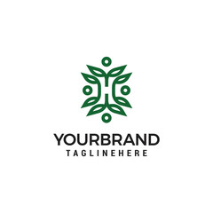 Letter H Healthy People Life Logo Design Vector illustration template