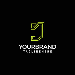letter J tech logo with gradient blue color good for technology company vector template
