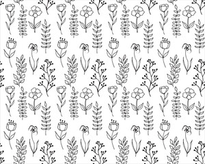 Seamless hand drawn botanical pattern