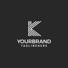 Fototapeta premium Alphabet letters monogram icon KK logo line design template vector