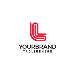 Letter L logo design with elegant and luxurious style Red line shape