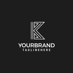 Initials monogram with letter K logo line design template vector