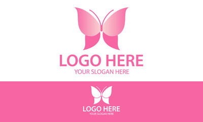 Pink Color Beauty Butterfly Logo Design