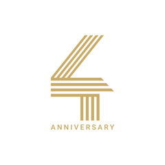 4th, 4 Years Anniversary Logo, 4 birthday,  Vector Template Design element for birthday, invitation, wedding, jubilee and greeting card illustration.