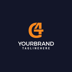 Obraz premium Initial Letter C4 logo design template vector