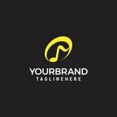 Music note modern logo illustraction vector graphic design template.
