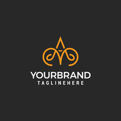initial MA luxury logo line design template vector