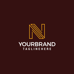 Fototapeta premium Initial Letter N with simple modern line direction logo design