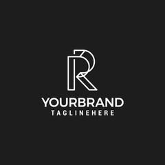 Letter R logo monogram mockup hipster black and white design element