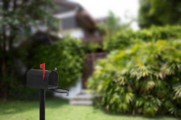Retro mailbox at the entrance of a house.