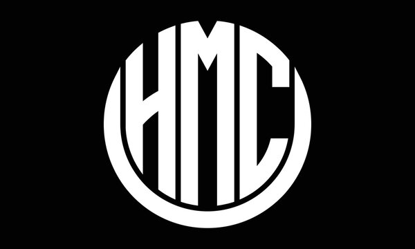HMC shield in circle logo design vector template. letter mark, wordmark, monogram symbol on white background.