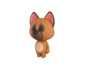 German Shepherd Dog character standing in 3d rendering.