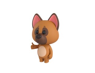 German Shepherd Dog character showing thumb up in 3d rendering.