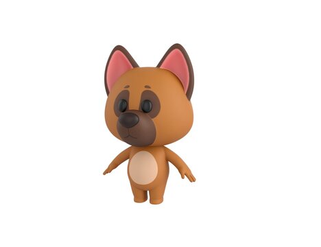 German Shepherd Dog character standing in T-Pose in 3d rendering.