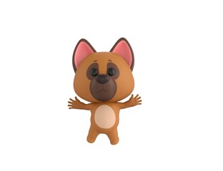 German Shepherd Dog character jumping in 3d rendering.
