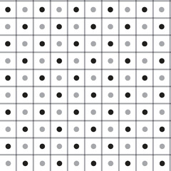 Black White Grey Cute Polkadot Circle Round Scott Plaid Tartan Checkered Line Gingham Pattern Square Background Vector Cartoon Illustration Tablecloth, Picnic mat wrap paper, Mat, Fabric, Textile