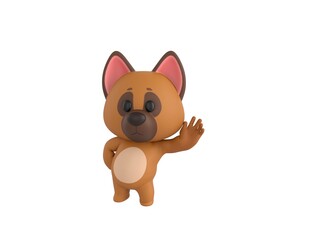 Obraz premium German Shepherd Dog character hold hand near ear listening rumors in 3d rendering.
