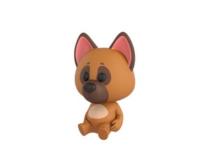 German Shepherd Dog character sitting on the ground in 3d rendering.