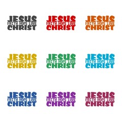 Jesus Christ, Faith, Hope, Love sign. Set icons colorful
