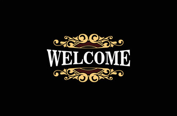 Luxury welcome vintage logo floral leafs concept