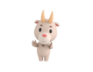 Little Goat character applauding in 3d rendering.