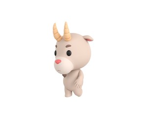 Little Goat character walking in 3d rendering.