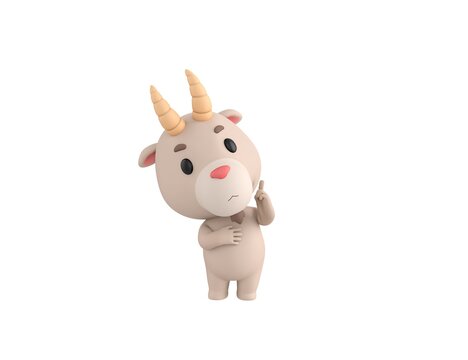 Little Goat character thinking in 3d rendering.