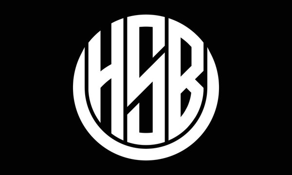 HSB shield in circle logo design vector template. letter mark, wordmark, monogram symbol on white background.