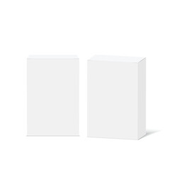 White blank cardboard package boxes mockup. Vector