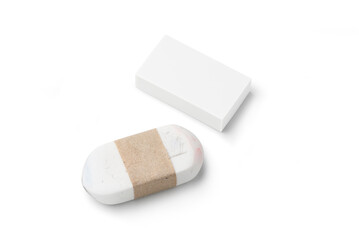 New and old white stationery eraser