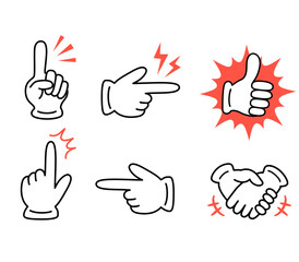 指差しといいねマークのハンドサインセット