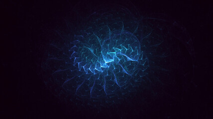 3D rendering abstract blue fractal light background