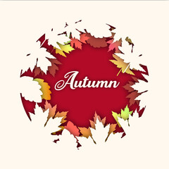 Paper cut floral vector.Autumn paper cut leaf background
