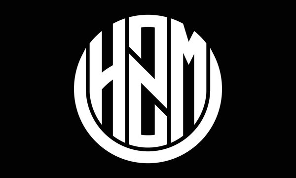 HZM shield in circle logo design vector template. letter mark, wordmark, monogram symbol on white background.