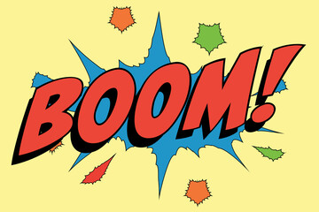 Boom Abstract cartoon frame vector background. word retro