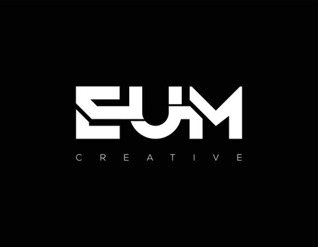 EUM creative initials letter logo concept and icon. EUM letter design with black background.
