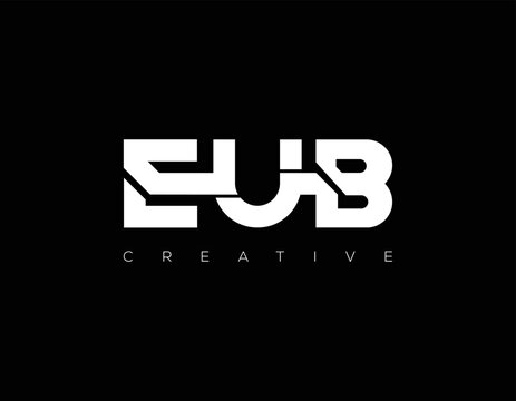 EUB creative initials letter logo concept and icon. EUB letter design with black background.