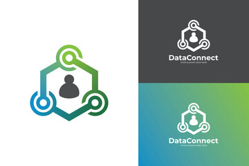 People data connect unity computer cube icon logo template