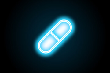 Medicine pill glowing neon symbol icon 