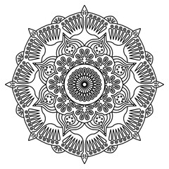 Vector hand draw of abstract circle doodle Flower Mandala. Vintage decorative elements. Islam, Arabic, Indian, moroccan,spain, turkish, pakistan, chinese, mystic, ottoman motifs. Coloring book page.