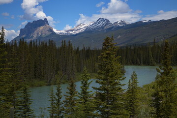 View of Bow River from Trans-Canada Highway in Alberta Province,Canada,North America
