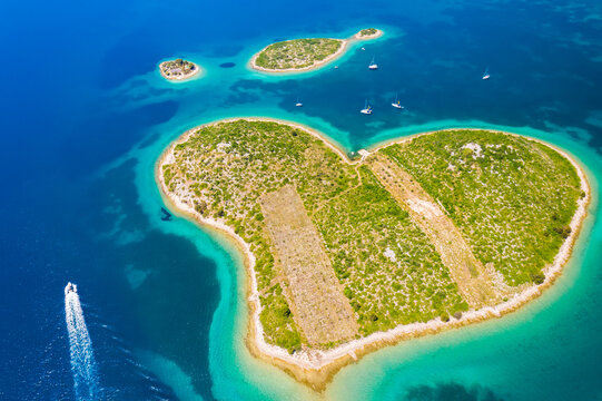 Aerial view of Galesnjak island or Island of Love, Croatia.