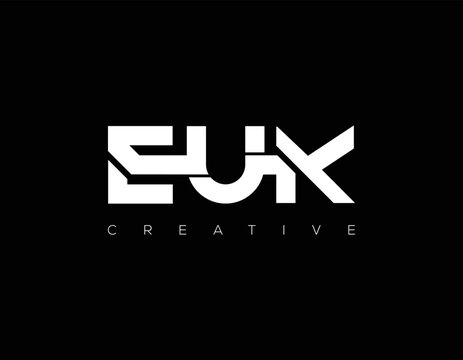 EUK creative initials letter logo concept and icon. EUK letter design with black background.