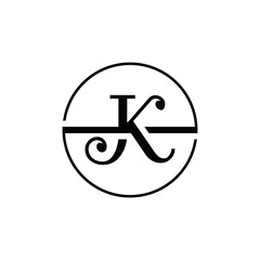 Initial K letter circle logo design With White Background.