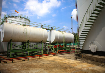 Horizontal white oil storage tank In the petrochemical industry.