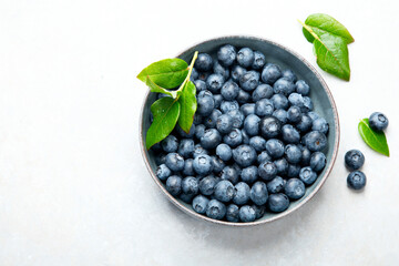 Fresh blueberry on neutral background.
