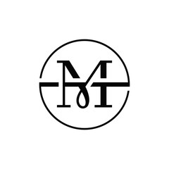 Initial M letter circle logo design With White Background.