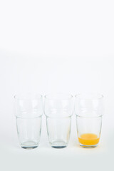 Fruit juices assortment on light background.