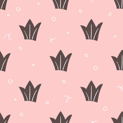 Fototapeta premium Crowns seamless pattern . Cute baby and little princess design. Royalty crown symbol pattern. Children room wallpaper and clothes texture. Vector illustration. 